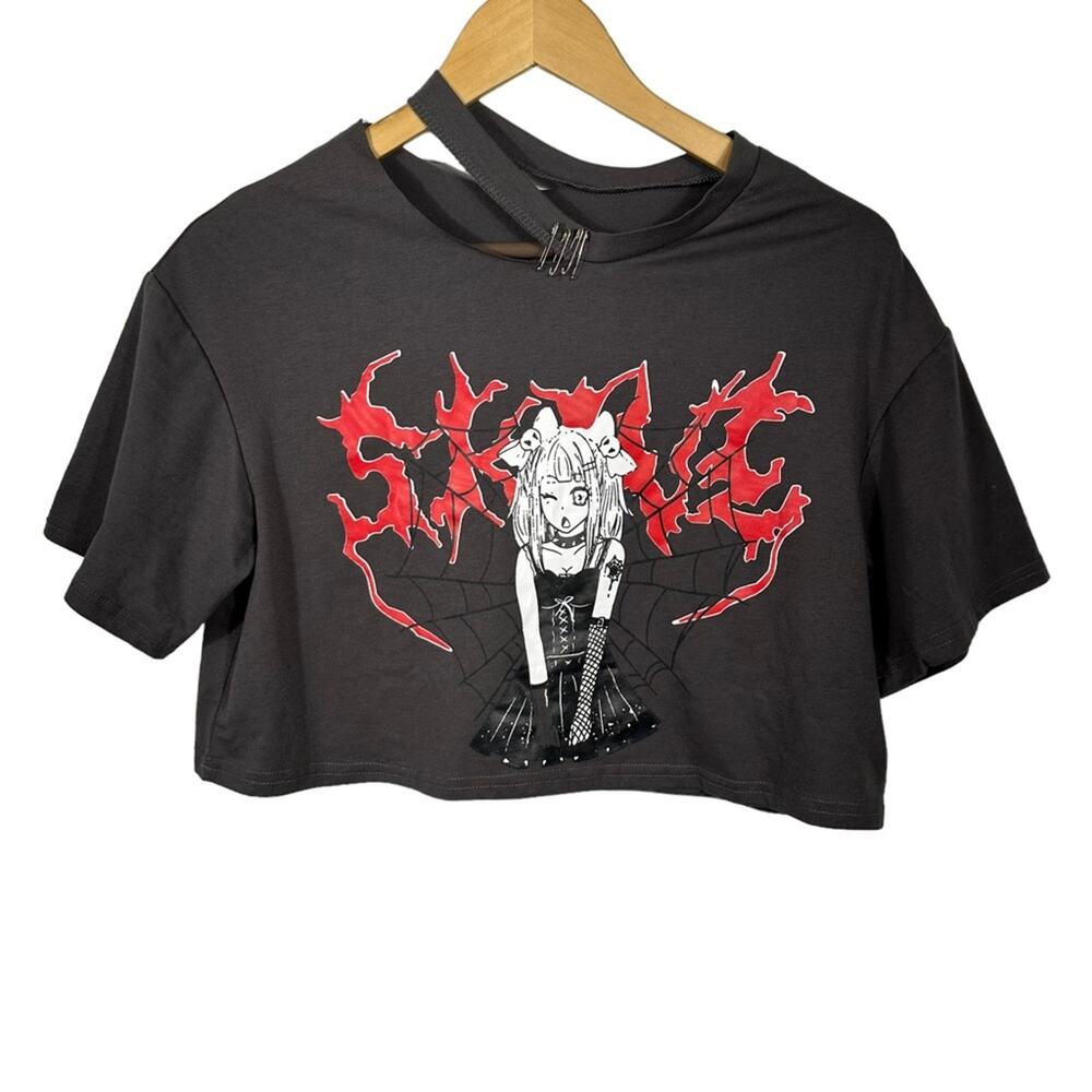 NWT Romwe Anime Girl Boxy Fit Crop Top Size Medium - Picture 2 of 10